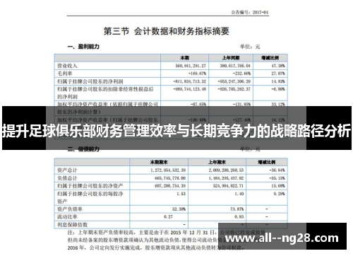 提升足球俱乐部财务管理效率与长期竞争力的战略路径分析 提升足球俱乐部财务管理效率与长期竞争力的战略路径分析